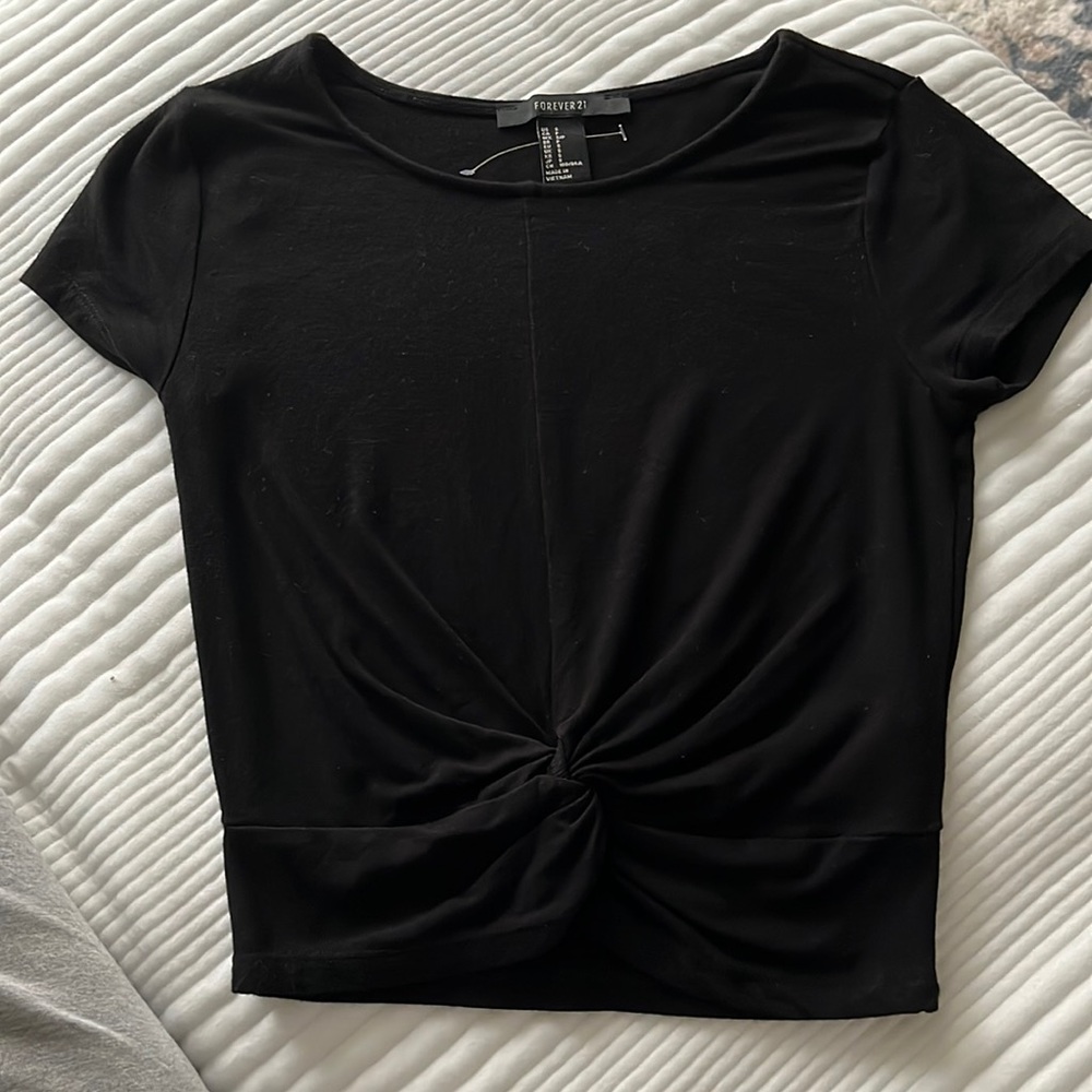Black twist front crop top